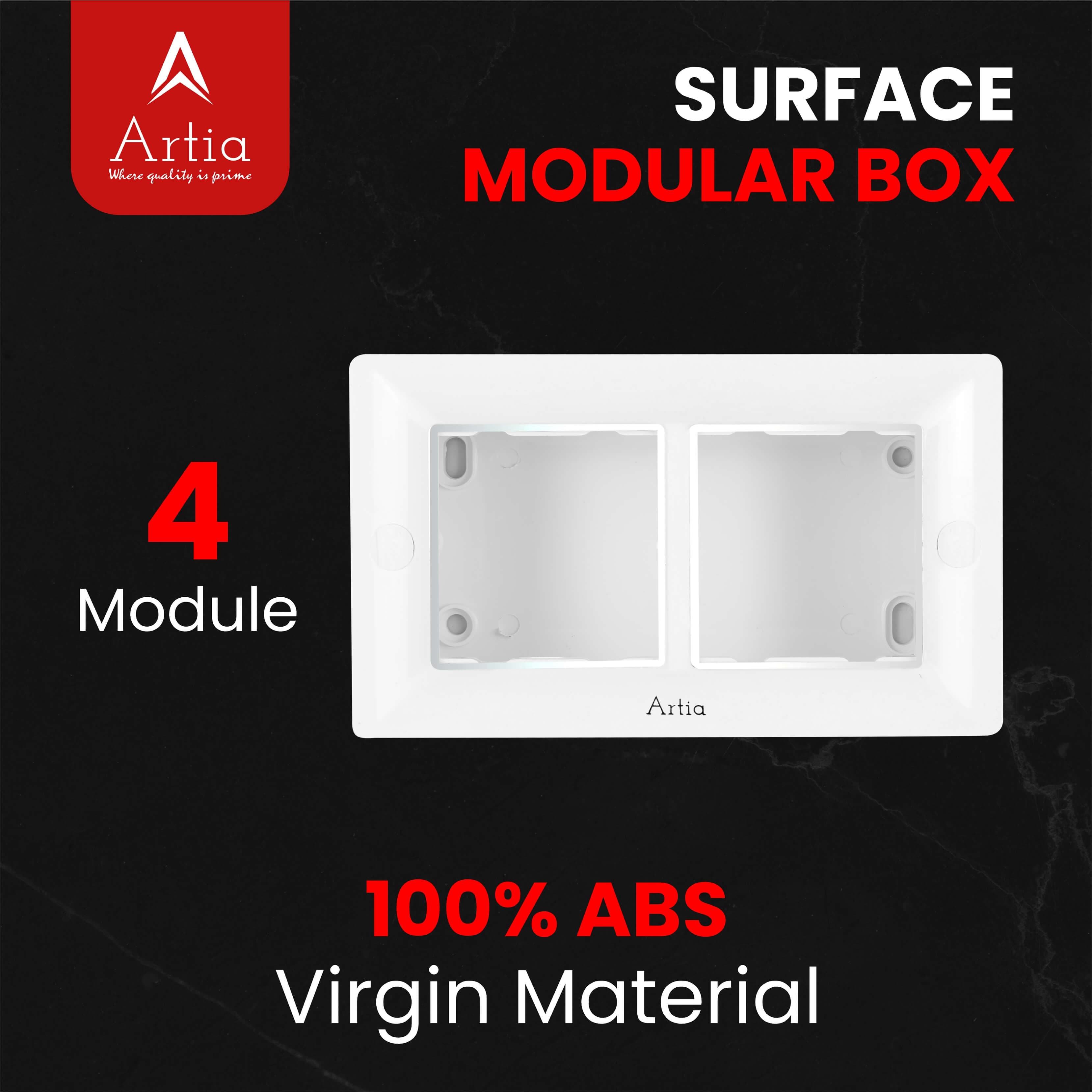 4 module surface gang box silverline