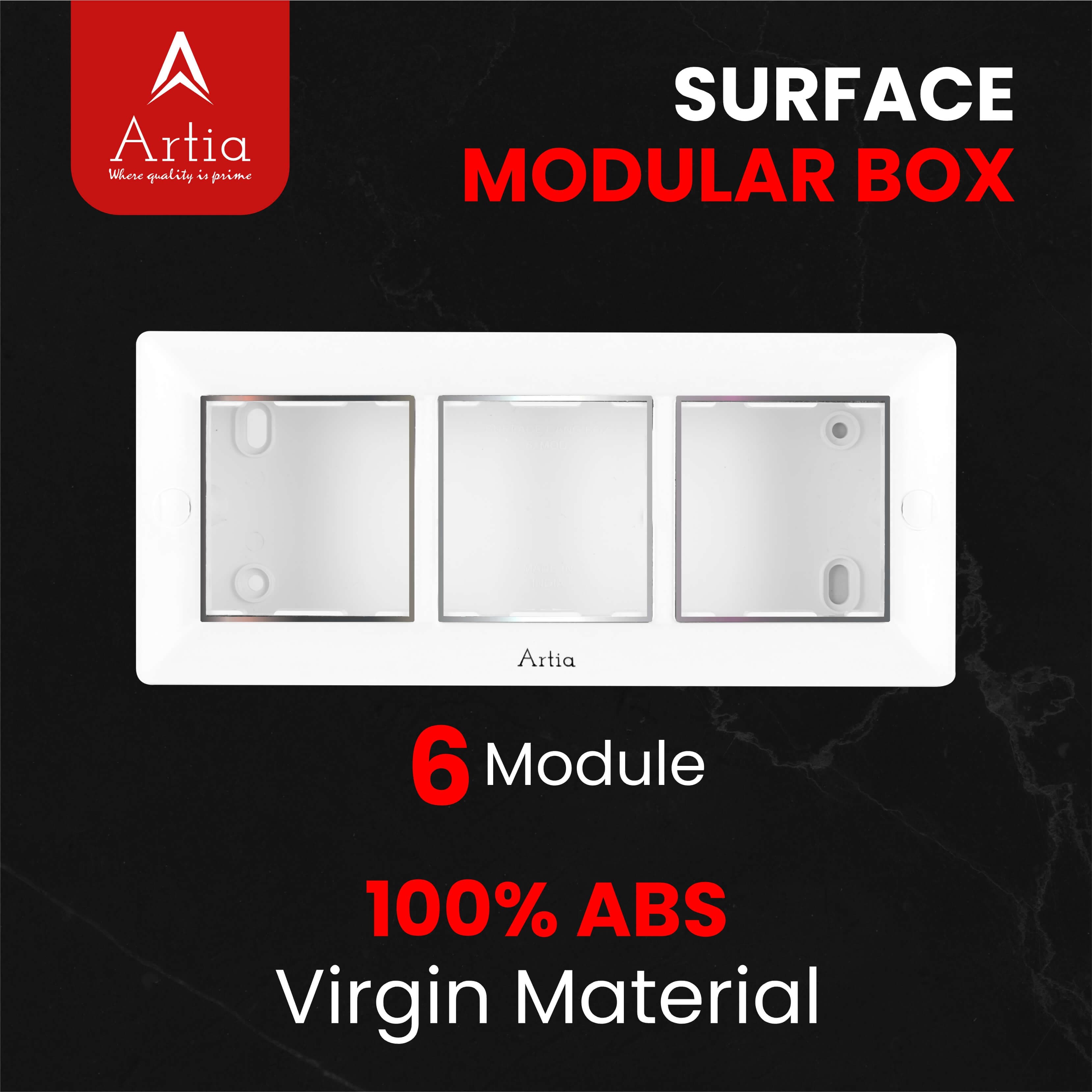 6 module surface gang box with silverline