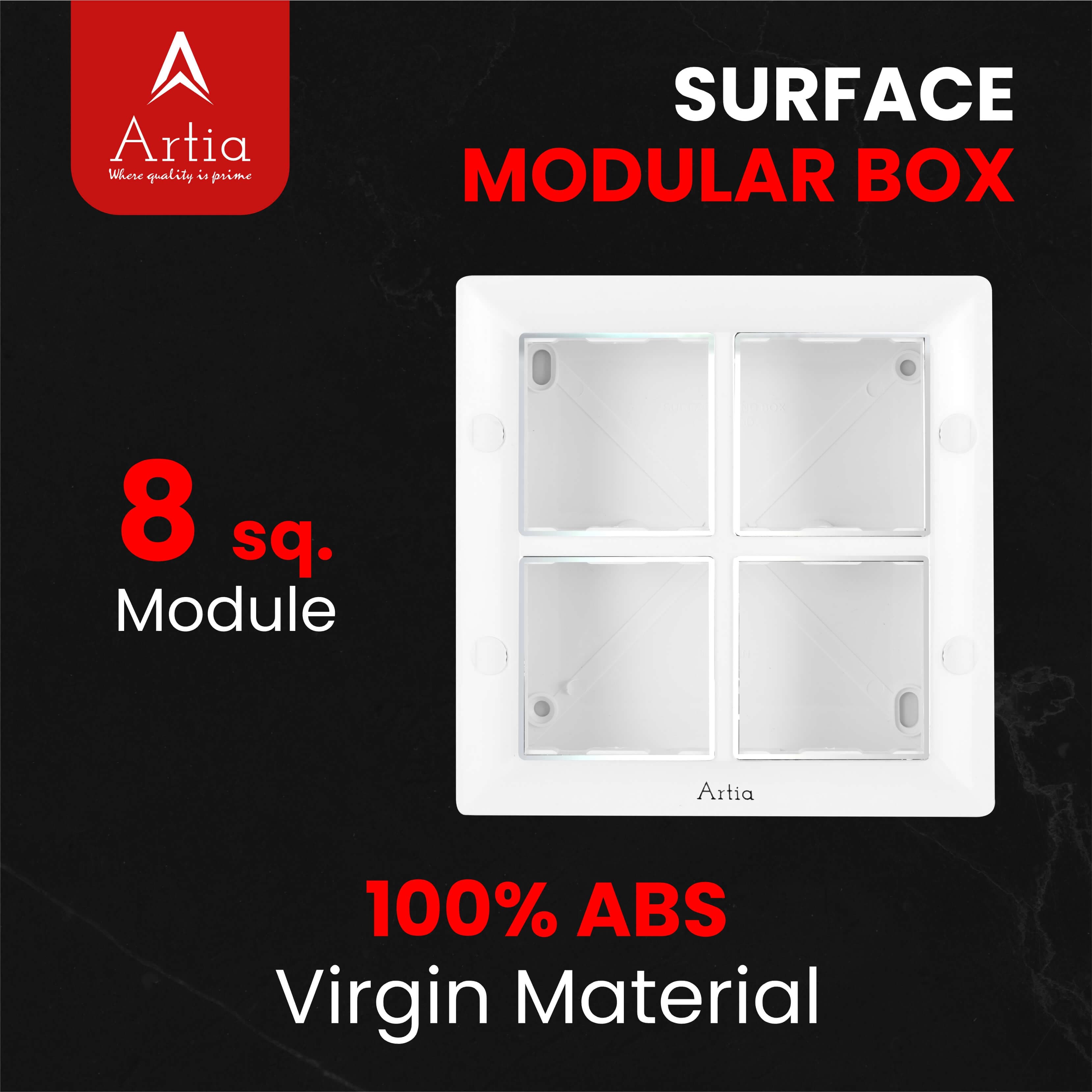 8 sq.module surface gang box with silverline