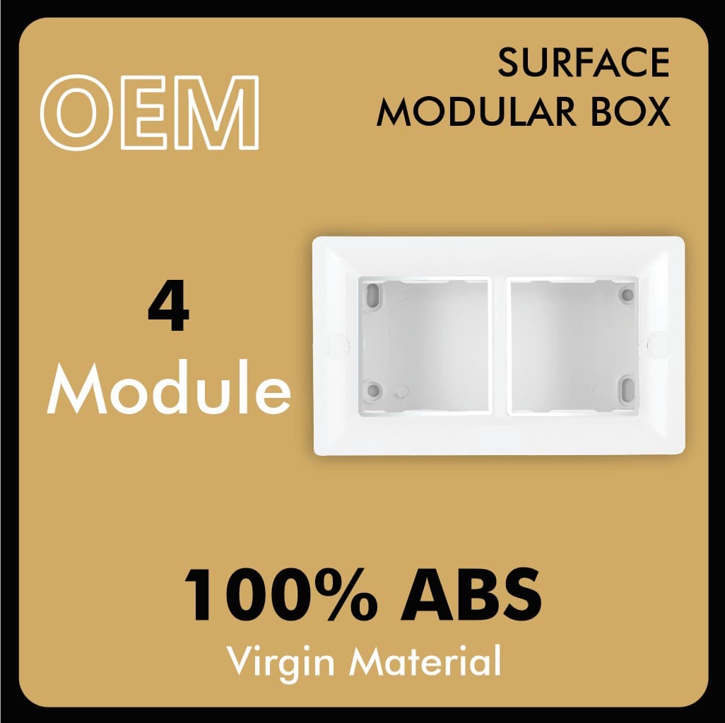 4 module surface gang box silverline